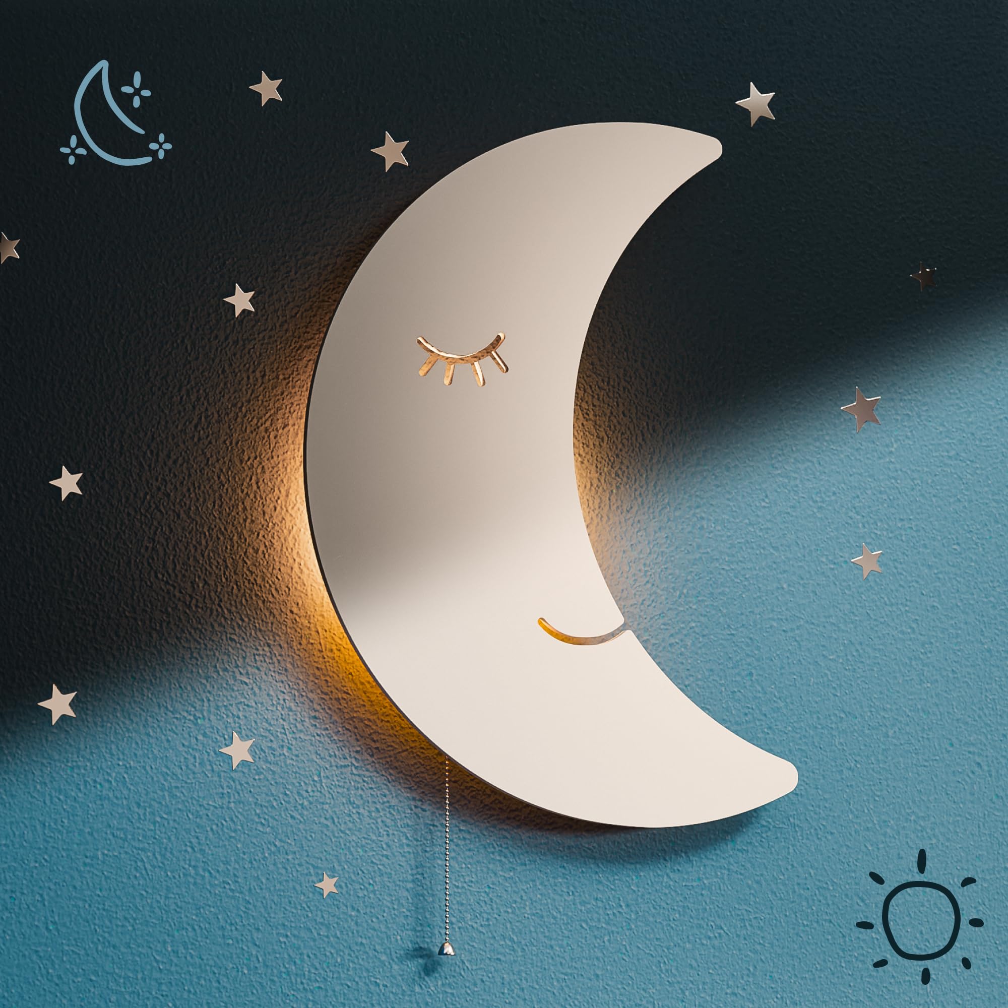 **Moon Lamp for Baby Nursery - Floating Moon Wall Light, Battery-Operated Cordless Night Light for Kids Bedroom & Nursery Decor - Perfect for Soothing Nighttime Ambiance & Bedtime Stories**