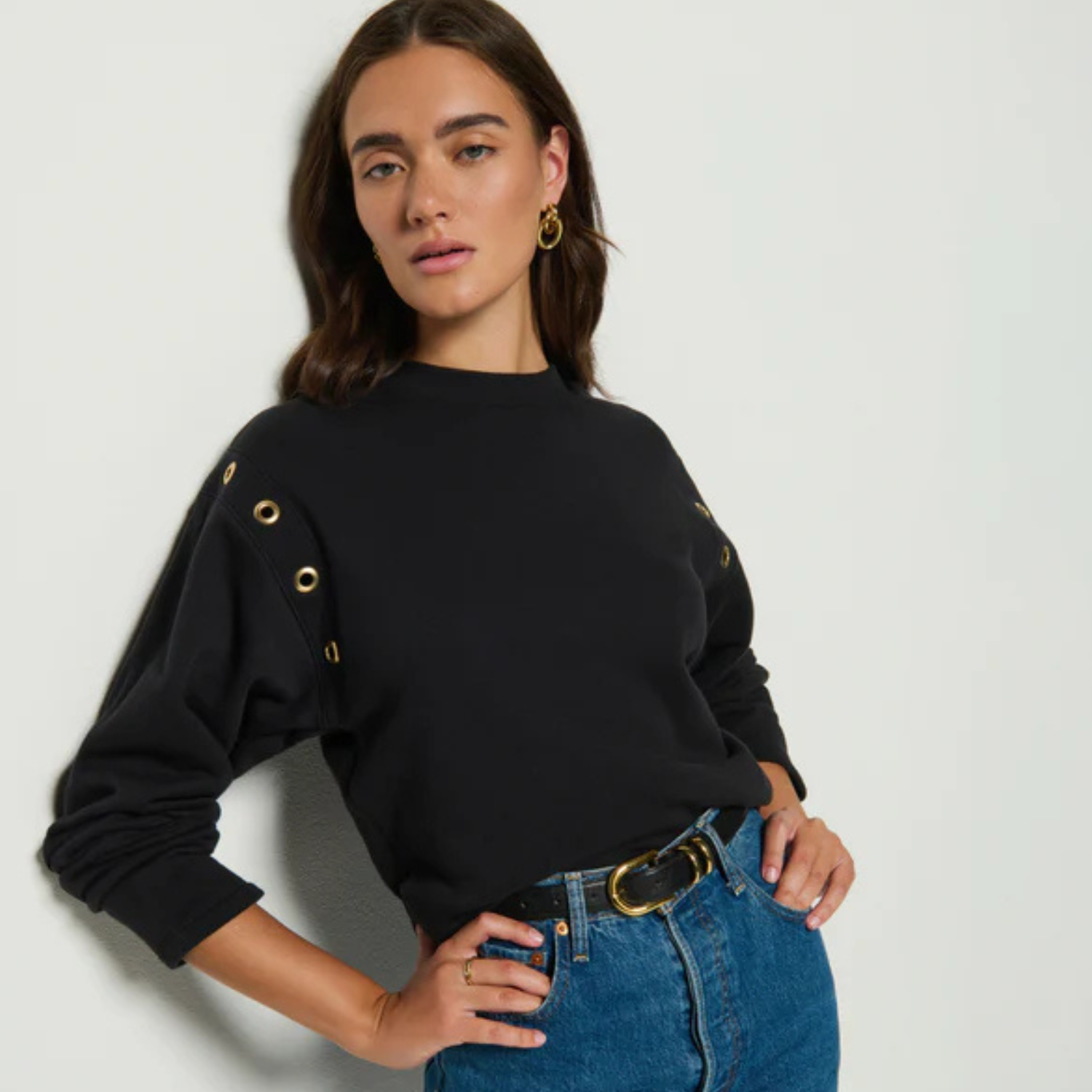 Arlem Women's Casual Sweatshirt - Soft Fleece Pullover with Long Sleeves (Jet Black) | Perfect for Fall, Winter, Gym & Lounge Wear