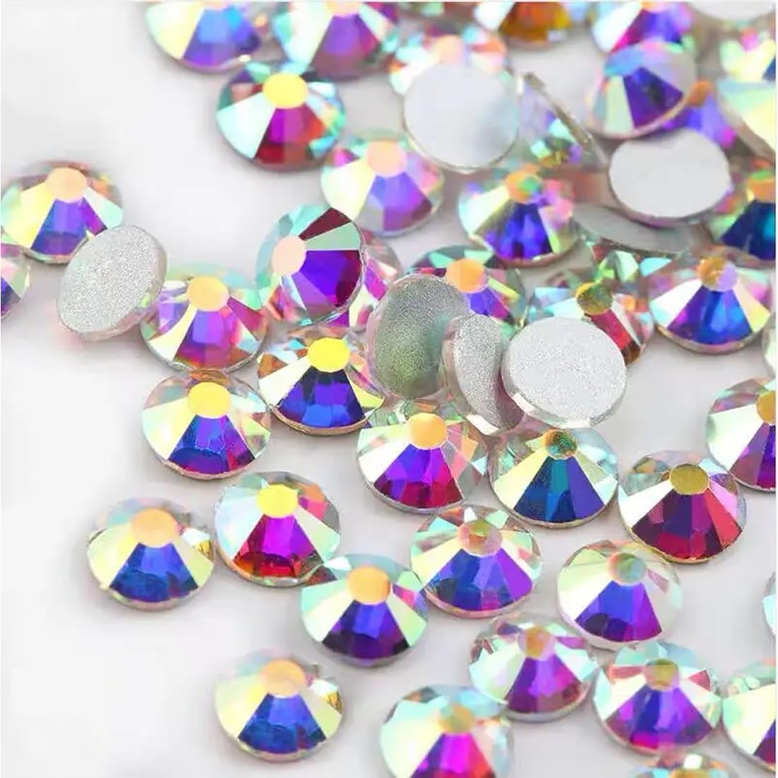 Gleevia 1440pcs Silver AB Round Diamond Glass Nail Rhinestones - Flatback Gems for Nail Art, Manicure, Pedicure & DIY Decorations | Perfect for Salon, Home Use & Party Nail Designs