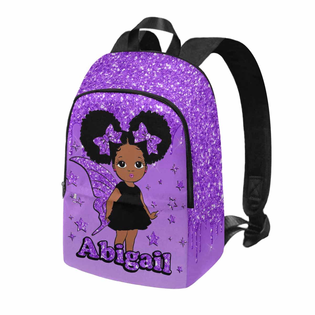 **Custom Personalized Glitter Backpack with Name - Waterproof School Book Bag for African American Black Girls, Teens, Men & Women - Trendy Travel & College Backpack in Purple - Perfect for School, Work, Travel & Daily Use**