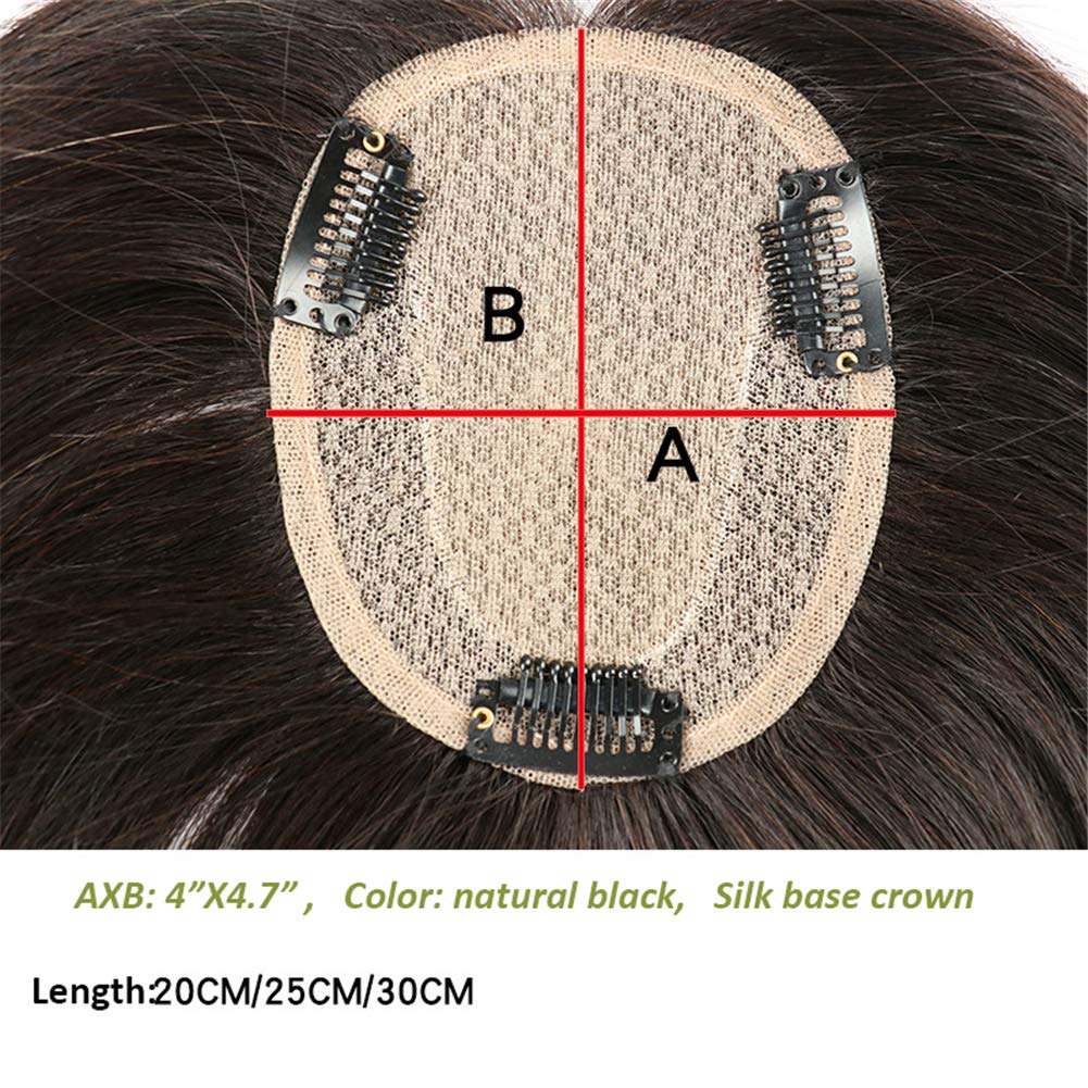 LXUE Silk Base Human Hair Toppers for Women with Thinning Hair - 4