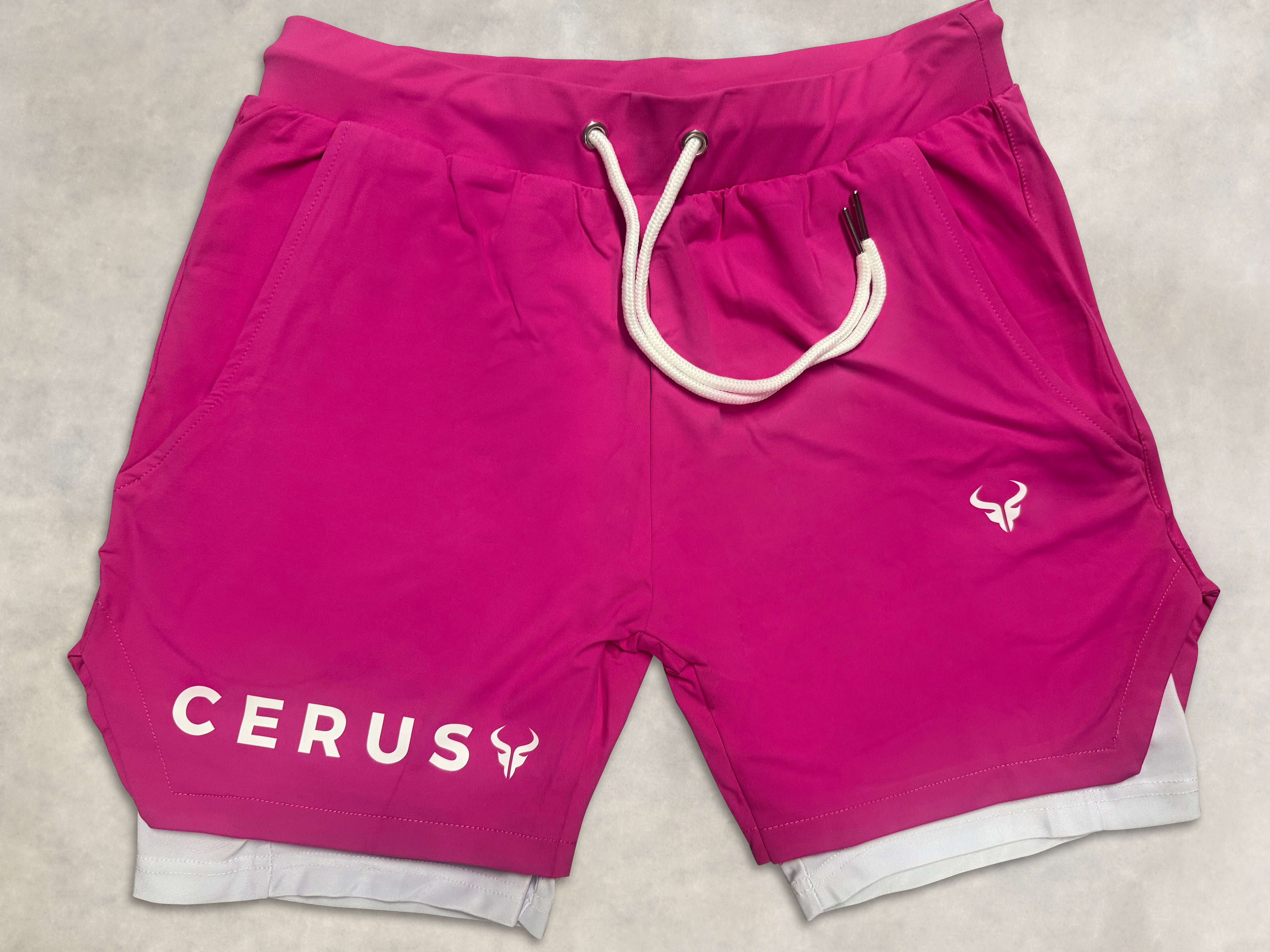 Cerus Magenta Apex 2-in-1 Running Shorts for Men - Lightweight Athletic Workout Shorts with Built-in Liner - Perfect for Gym, Jogging & Outdoor Sports
