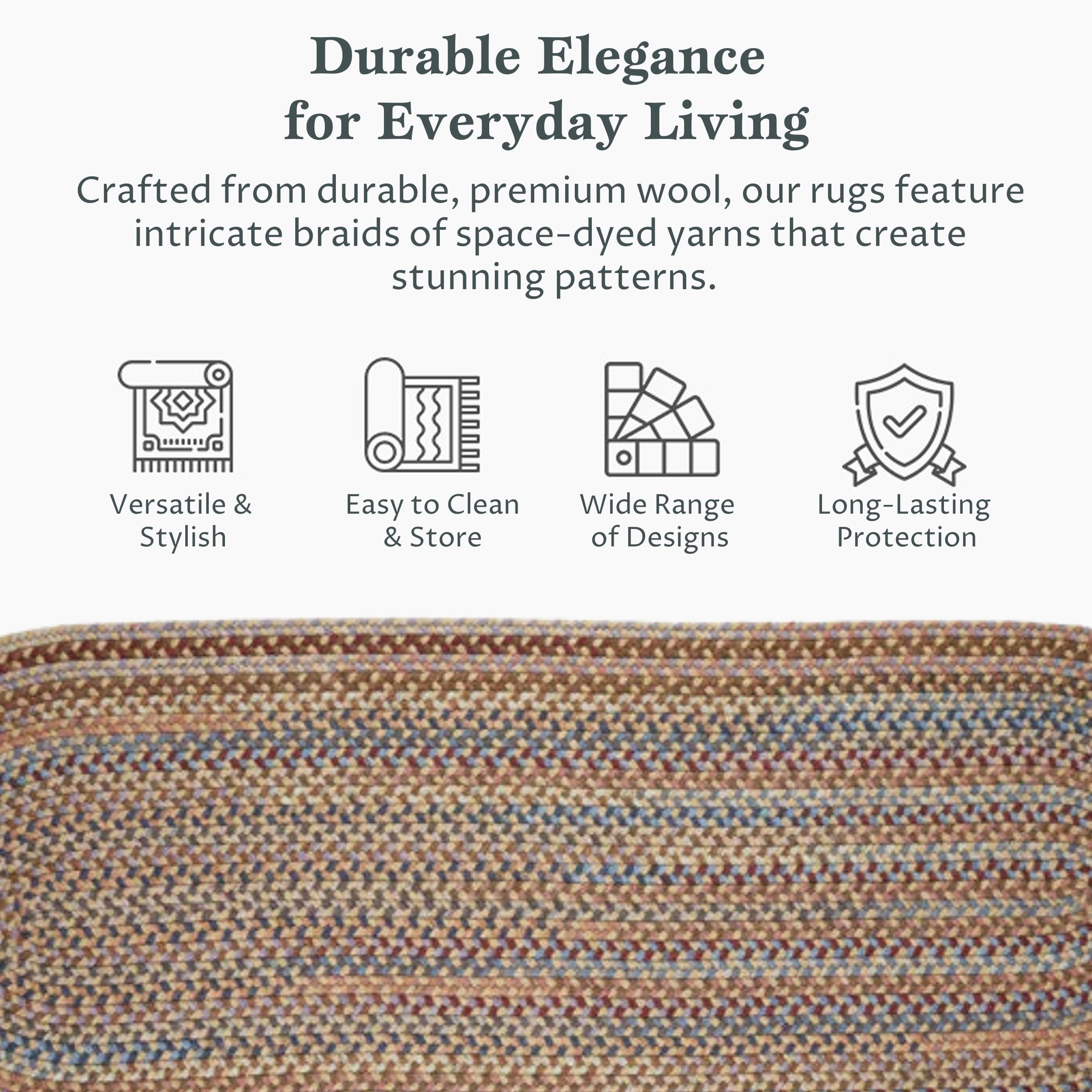 Rhody Rug Astoria AS52 Wheat Field 2' x 6' Oval Braided Runner - Durable Handmade Area Rug for Living Room, Bedroom & Kitchen - Non-Slip Floor Mat for High Traffic Areas - Easy Care Washable Home Decor - Made in USA | Perfect for Entryways, Hallways & Under Dining Tables