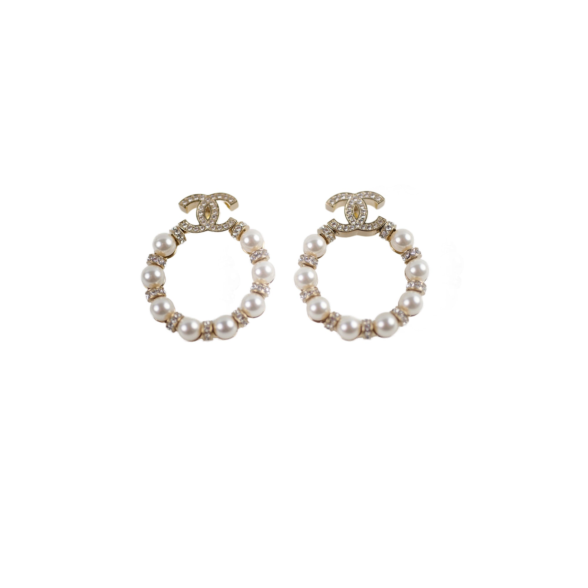 Chanel CC Logo Pearl Wreath Earrings - Luxury Fashion Jewelry for Women | Perfect for Parties, Weddings & Special Occasions