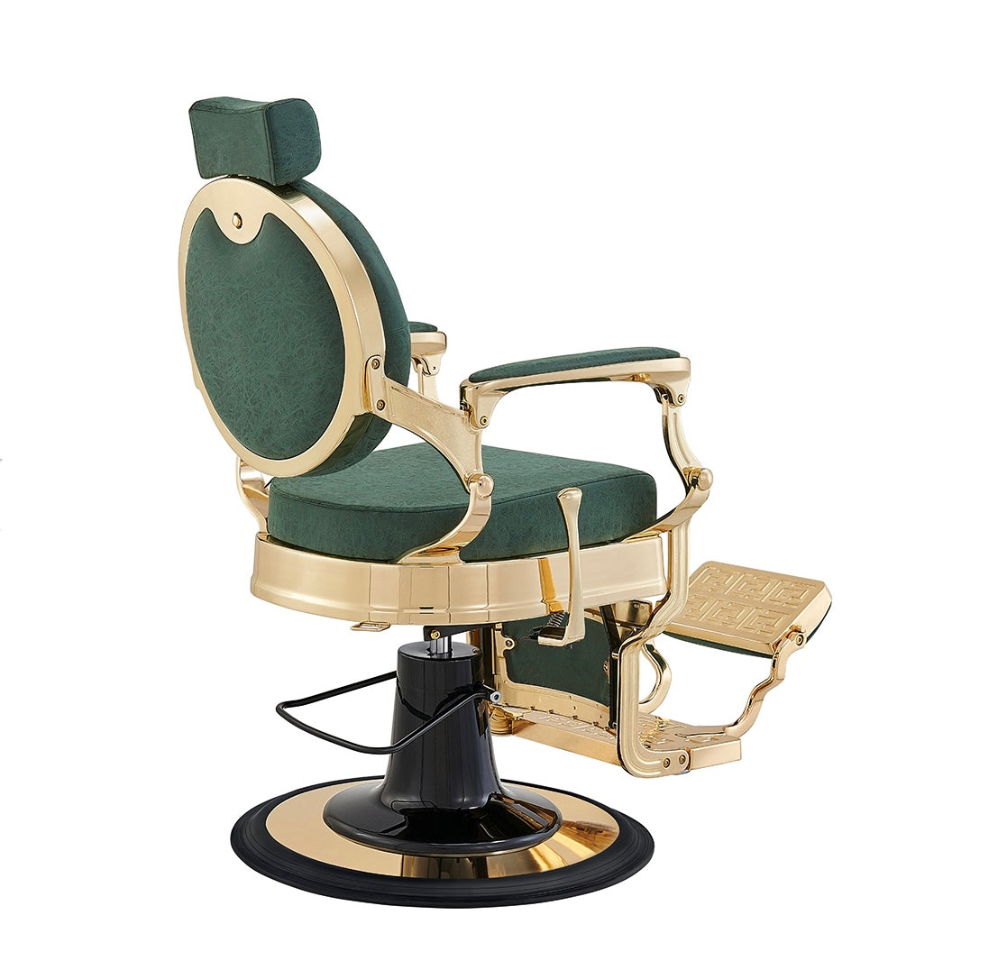 Princeton II Barber Chair with Gold Finish - Professional Salon & Home Barber Styling Chair for Haircuts & Grooming