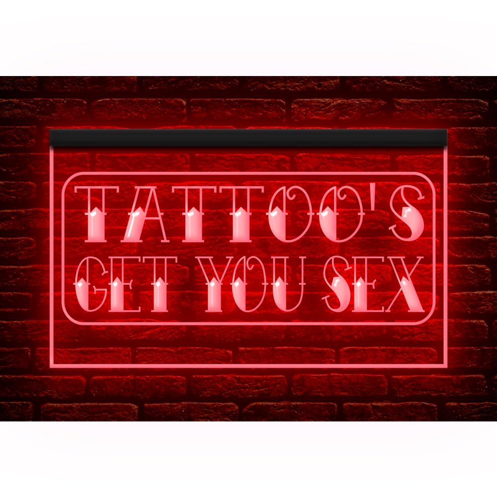 100080 LED Neon Sign for Tattoo & Piercing Shop - Sexy Glowing Display Light for Tattoo Parlor, Body Art Studio & Nightclub Decor