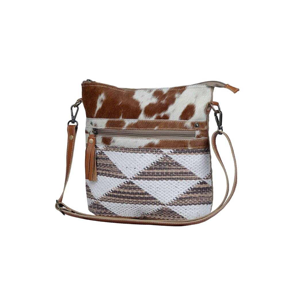 Myra Bag Dusky Triangles Small Crossbody Bag - Upcycled Vegan Leather Purse for Women | Perfect for Travel, Work & Everyday Use