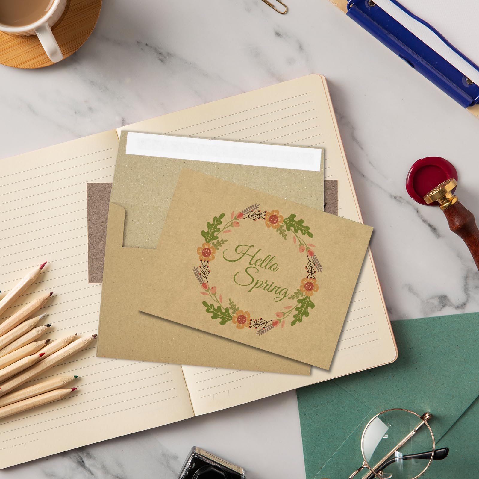 50 Pack Kraft Blank Cards & Envelopes Set 4.375x5.75 Inches - Eco-Friendly Brown Stationery for Invitations, Thank You Notes, Greetings | Perfect for Weddings, Birthdays, Business Correspondence
