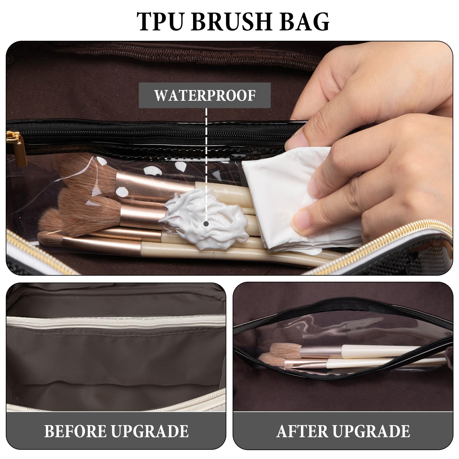 Large Capacity PU Leather Makeup Bag for Women - Travel Cosmetic Organizer with Handle & Divider, Open Flat Toiletry Bag - Perfect Gift for Her (Black, Medium) | Ideal for Travel, Gym, and Daily Beauty Storage