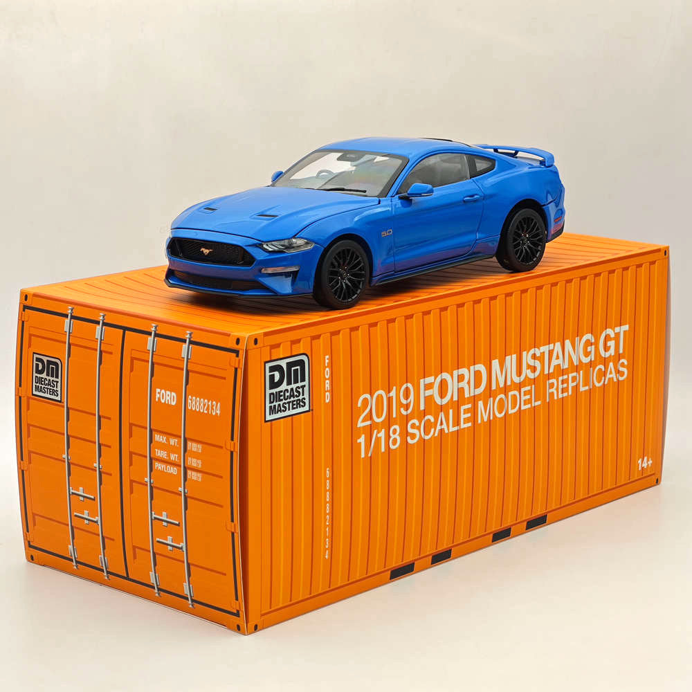 1/18 Scale Diecast Ford Mustang GT 2019 Blue Right-Hand Drive Model Car - Collectible Miniature Replica for Car Enthusiasts & Hobbyists - Perfect for Display, Gifts, and Car Show Collections