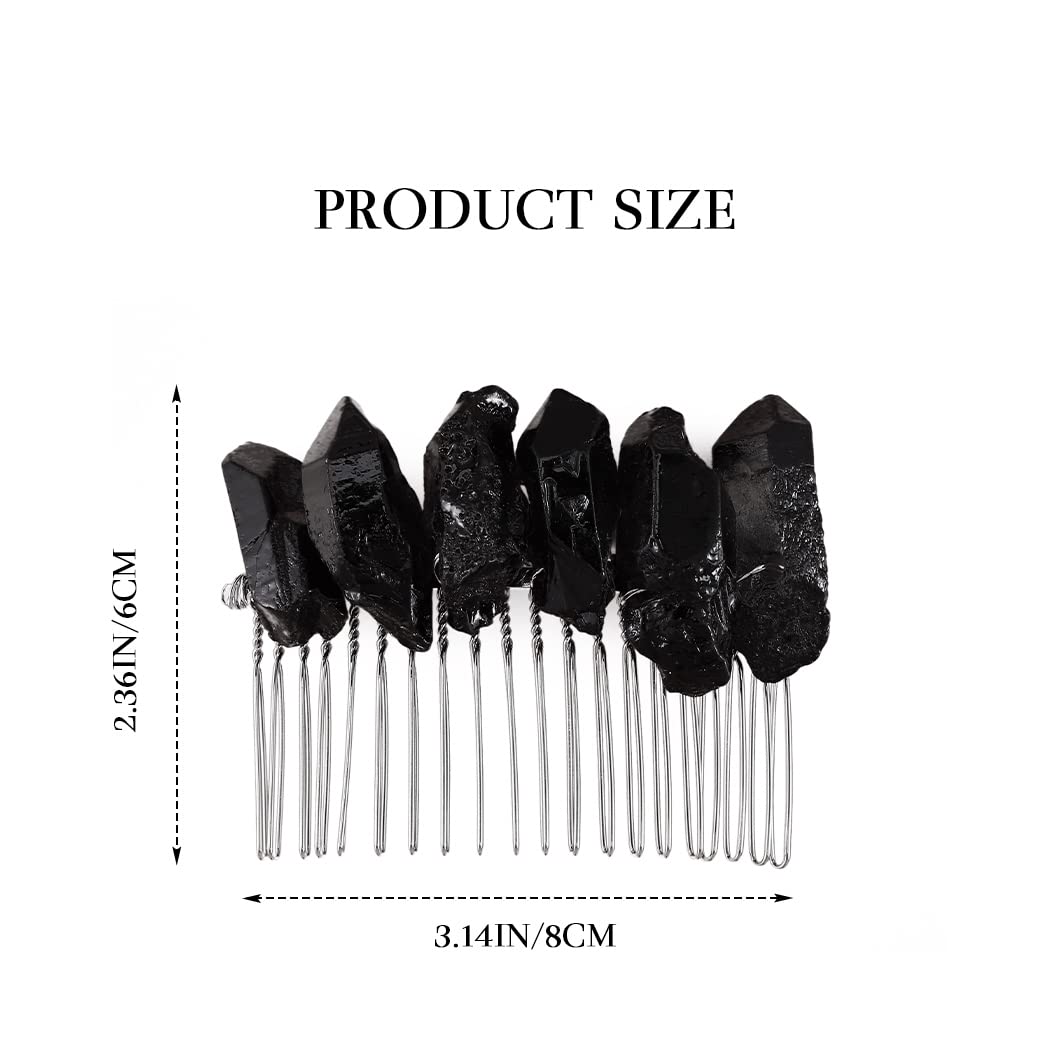 Casdre Crystal Wedding Hair Comb for Bride – Elegant Quartz Rhinestone Bridal Hair Accessories for Women & Girls (Ebony Black) | Perfect for Weddings, Prom, Parties & Special Occasions