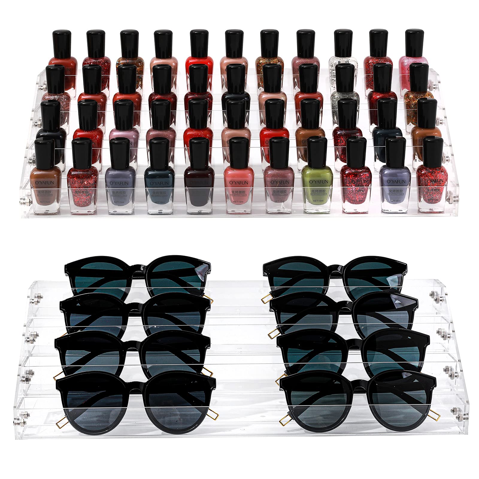 Clear 4-Layer Nail Polish Organizer for Salon & Home - Holds 44 Bottles of Essential Oil, Gel Polish & More - Perfect for Nail Studios, Tattoo Shops & Countertop Decor