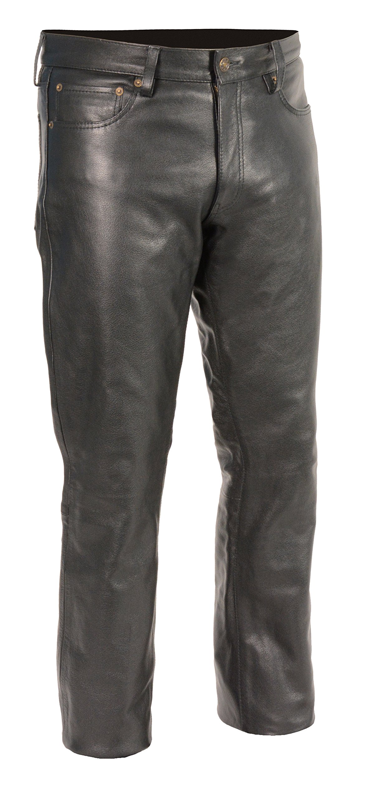 Men's Classic 5 Pocket Black Leather Pants for Motorcycle Riding & Casual Wear | Premium Genuine Leather Trousers for Men