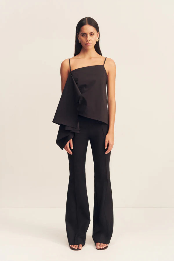 Campbell Sculptural Cami Top - Women's Black Stretchy Sleeveless Shirt for Casual Wear & Layering