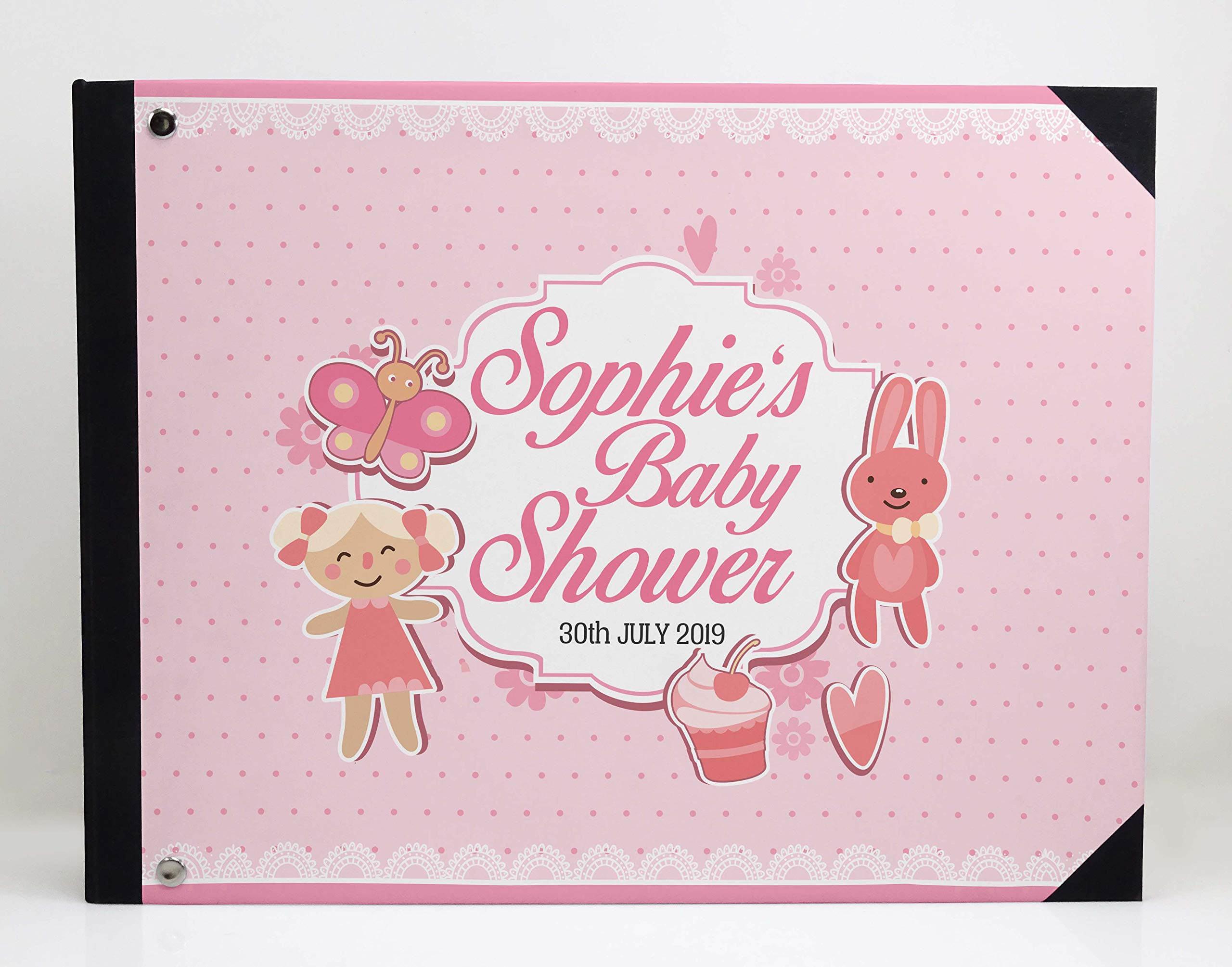 Personalized Pink Polka Dot Baby Shower Guest Book - 9 x 12 Inch Hardbound Memory Keepsake for Baby Registry, Gifts & Special Events - Perfect for Baby Showers, Christenings & First Birthday Parties