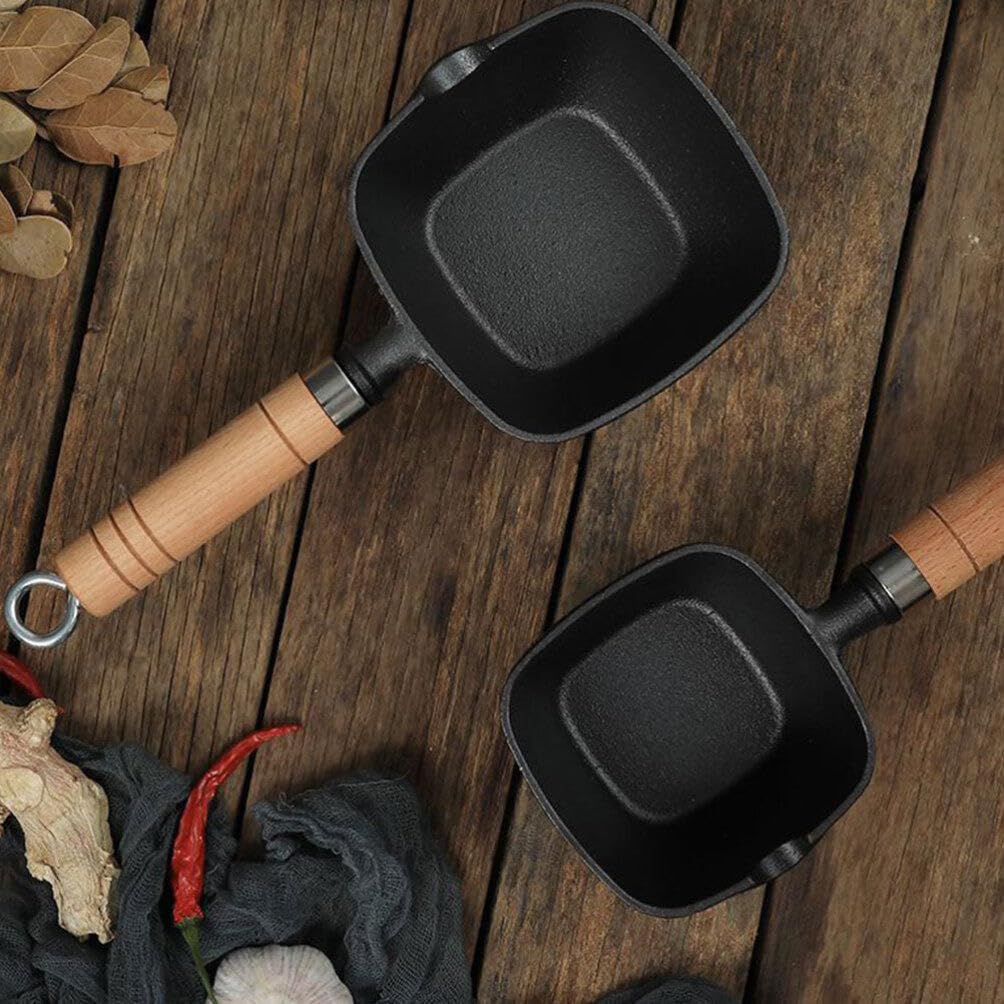 Yardwe 4 Inch Cast Iron Butter Melting Pot with Wooden Handle - Premium Oil Heating Cookware for Kitchen, Camping & Outdoor Cooking - Perfect for Melting Butter, Wax, Chocolate & Essential Oils