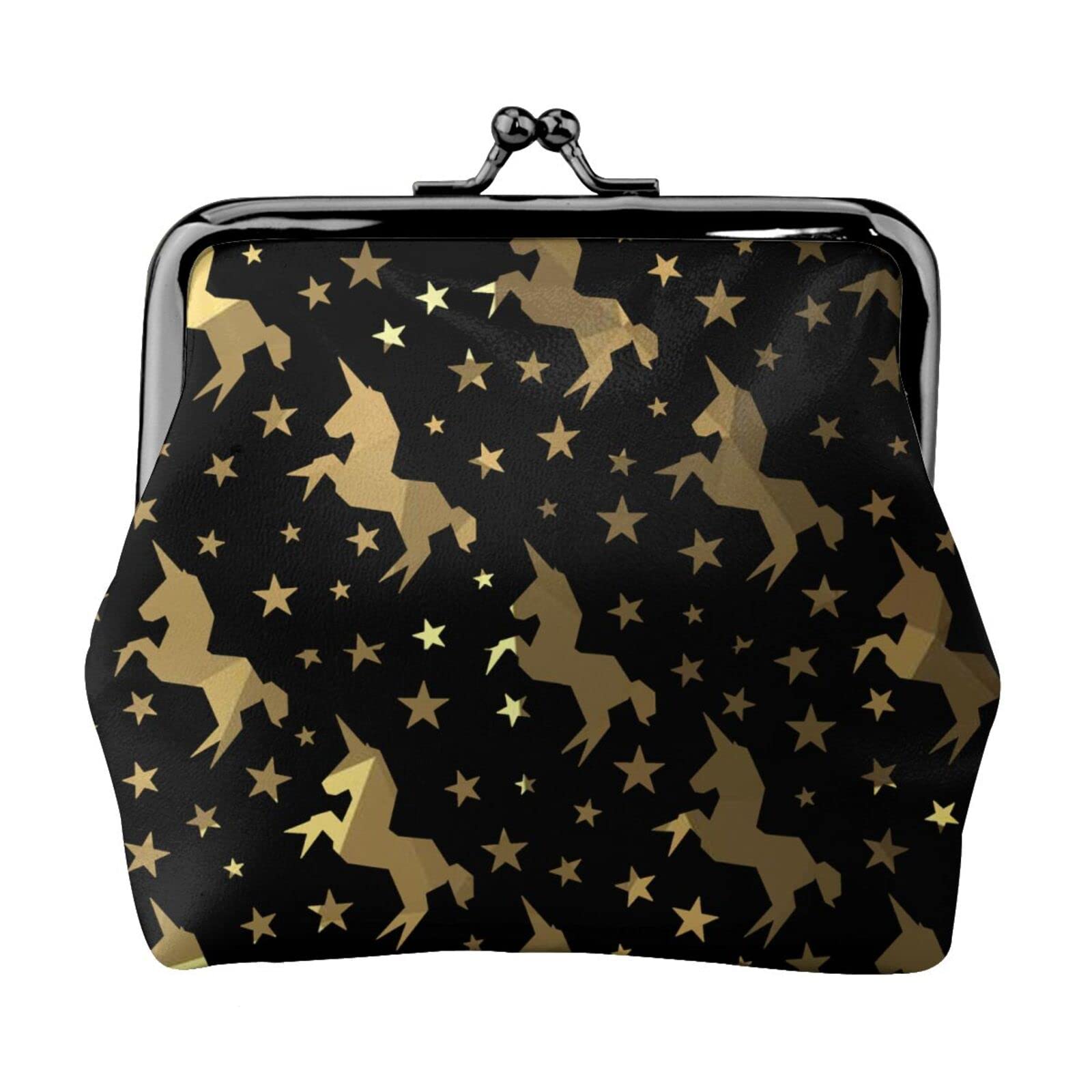 Unicorn Golden Geometric Pu Leather Buckle Coin Purse - Girls' Kiss-Lock Wallet for Change & Small Items | Perfect for School, Parties & Gift Giving