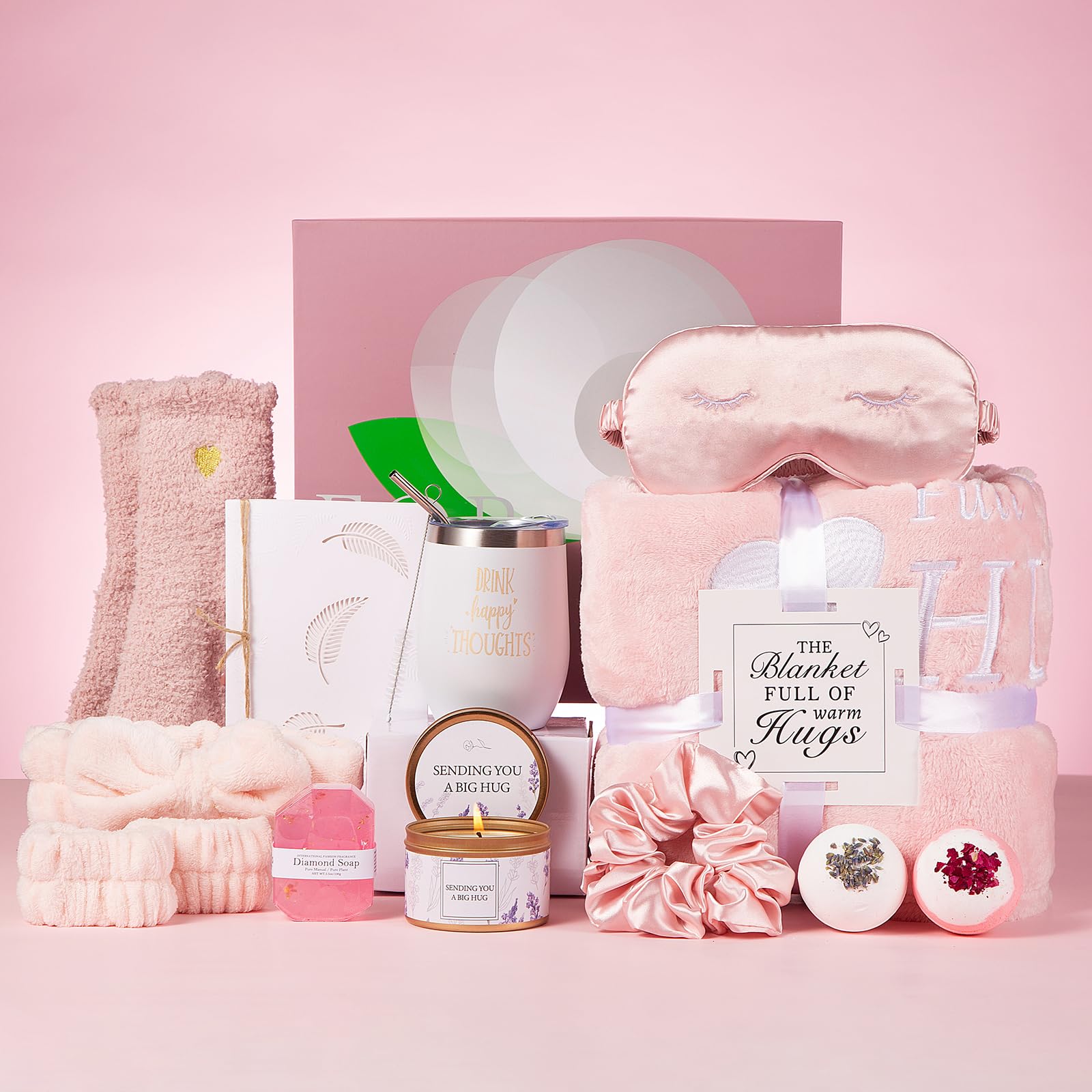 11-Piece Spa Gift Basket for Women - Luxury Flannel Blanket & Tumbler Set - Birthday, Get Well Soon, Self Care & Valentine's Day Gift Ideas - Perfect for Relaxation, Recovery & Special Occasions