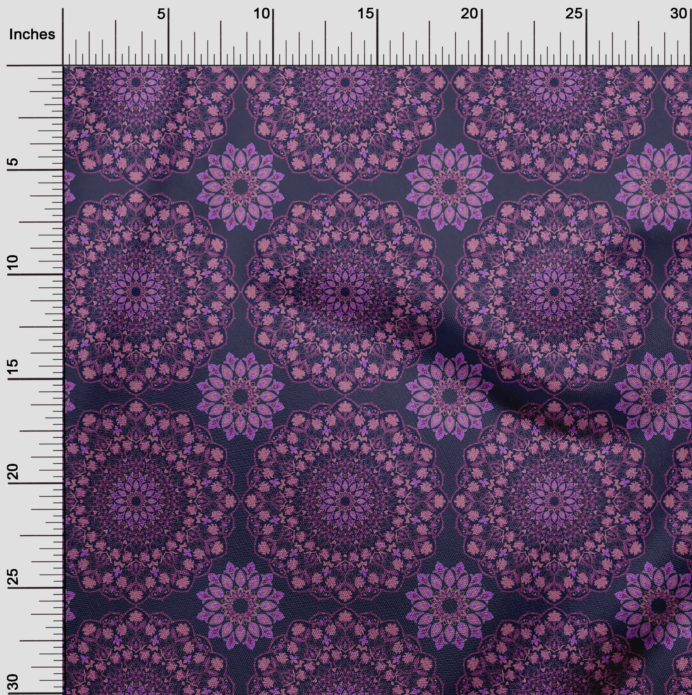 oneOone Rayon Blue Mandala Print Fabric by The Yard - 56 Inch Wide for DIY Clothing, Quilting & Home Decor Sewing Supplies | Perfect for Dresses, Curtains & Craft Projects