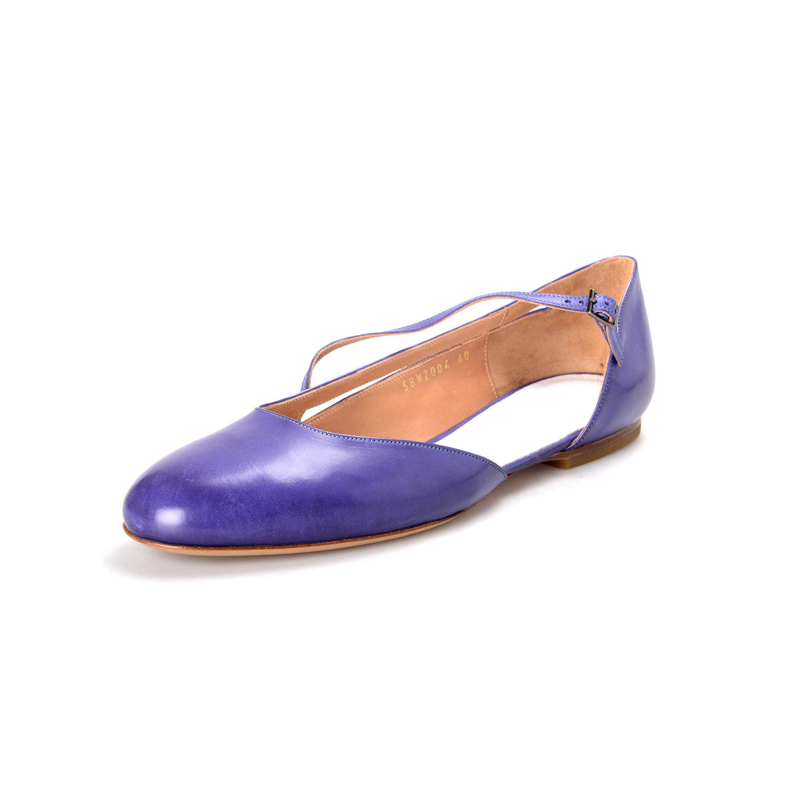 Maison Margiela Women's Purple Leather Ballet Flats - 100% Genuine Leather Comfortable Shoes for Women | Perfect for Office, Casual Wear & Special Occasions