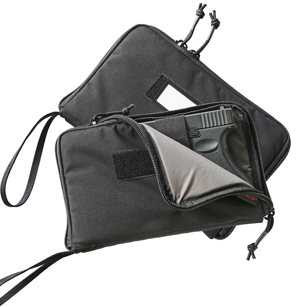 2-Pack Tactical Soft Pistol Cases - Durable Handgun Storage Pouch for Hunting, Shooting Range & Home Use | Includes 3 ID Patches | Compact & Protective Firearm Accessory for Pistols & Revolvers | Perfect for Range Days, Travel & Secure Weapon Storage