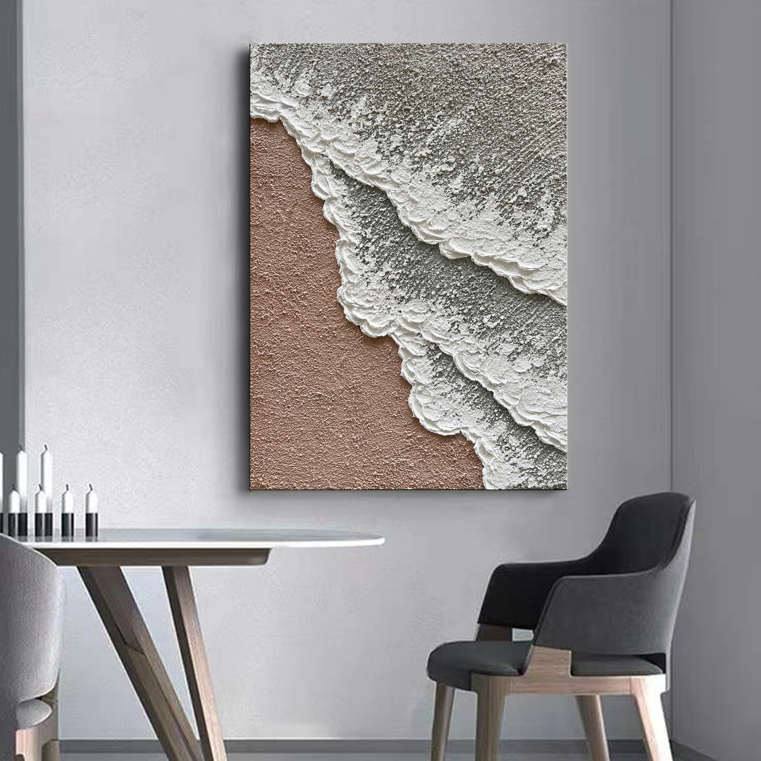 Limiyer Art 36x24 Inch Hand-Painted Beach Wave Landscape Oil Painting - Modern Abstract Texture Canvas Wall Art for Living Room, Bedroom & Office Decor