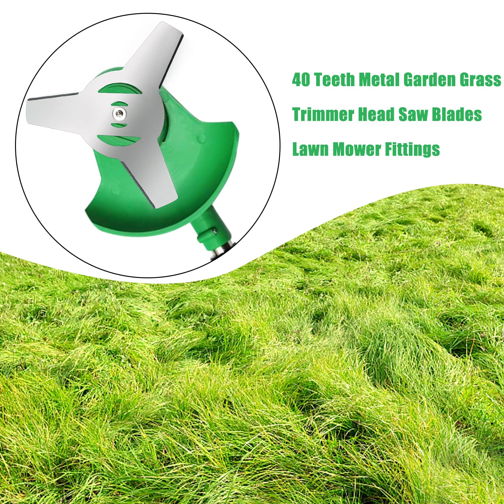 IRmm 3 Pack Grass Trimmer Blade Heads Replacement - 3 Teeth Blades & 1 Metal Brush Cutter Blade for Electric Lawn Mowers & Weed Eaters - Perfect for Lawn Care, Yard Maintenance & Professional Landscaping