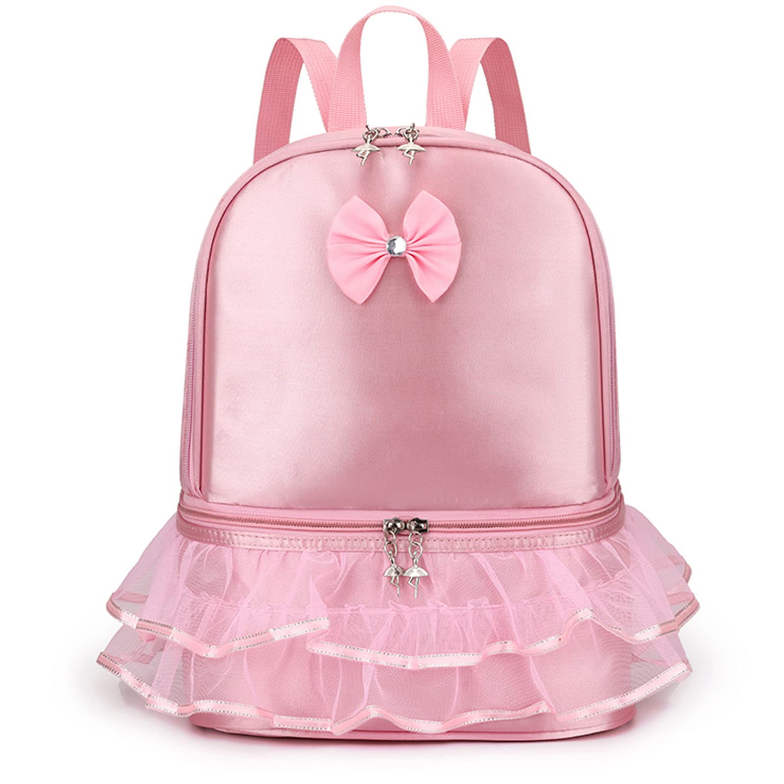 Yitengteng Pink Ballet Backpack for Girls - Lightweight Dance Bag with Separate Shoe Compartment, Ideal for Ballet, Gymnastics, Latin Dance, Yoga, and Toddler Activities