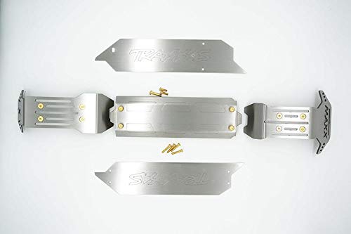 GPM Stainless Steel Skid Plates 36Pc Set for Traxxas 1/10 Maxx 4WD Monster Truck - Front, Center & Rear Chassis Upgrade Parts (Hollow Version) | Off-Road Protection & Durability Enhancement