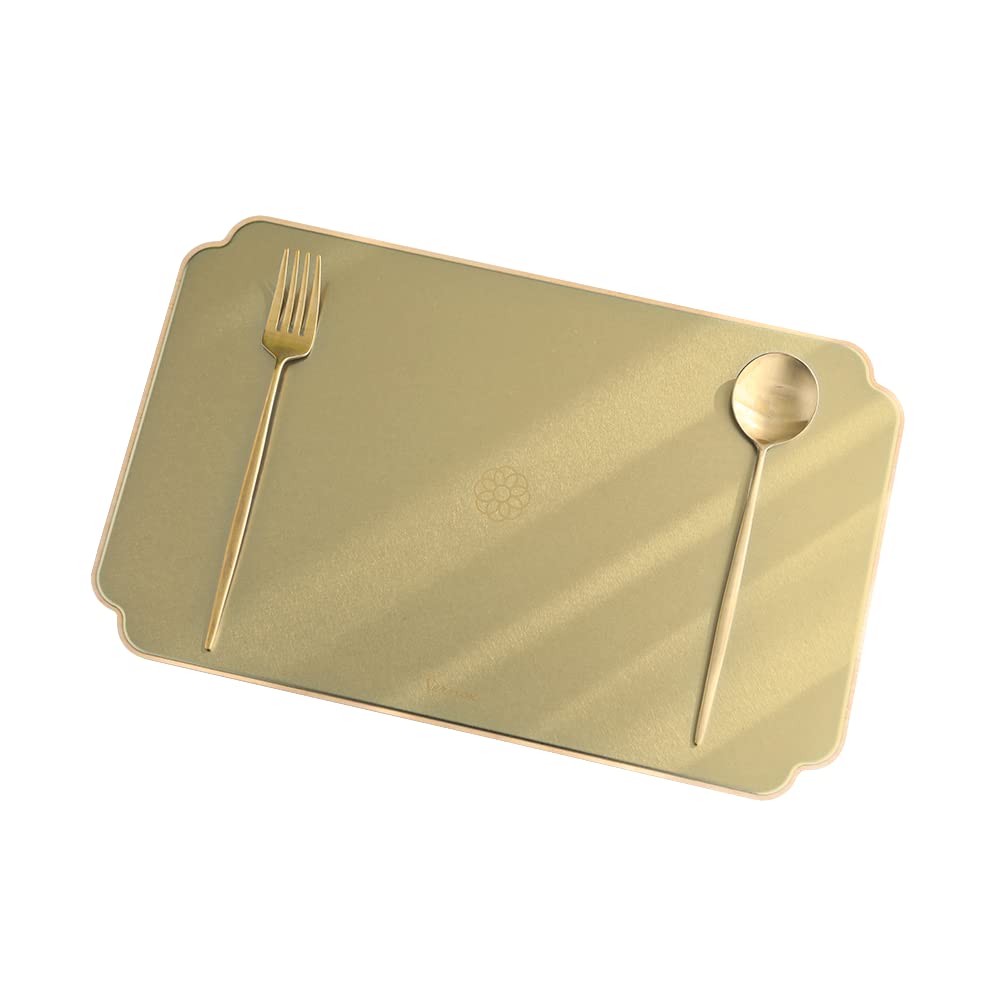 Vernox Large Gold Stainless Steel Rectangular Serving Platter Tray - Perfect for Food Presentation, Kitchen Use, Entertaining Guests, Dinner Parties & Breakfast Buffets (Large Size)