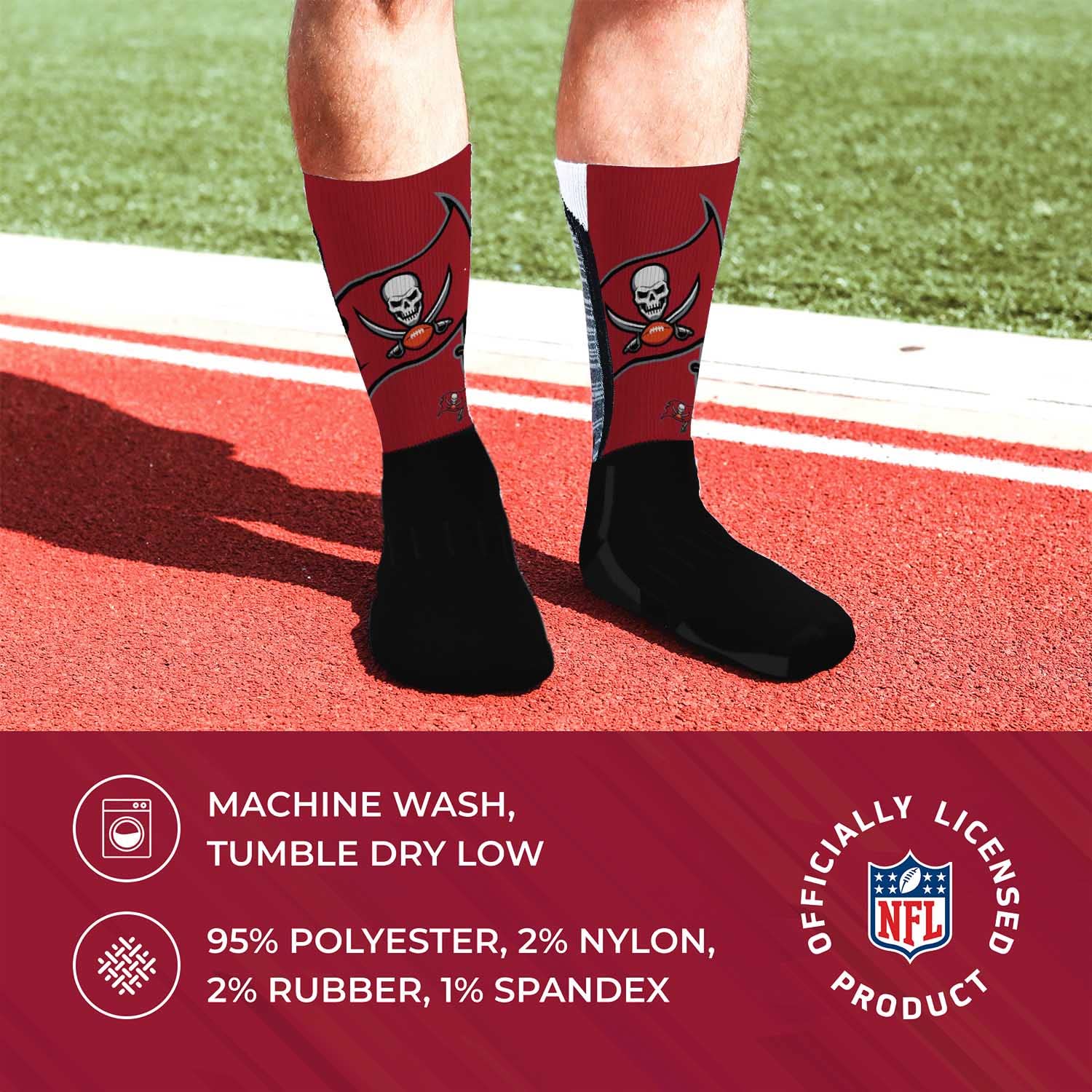 NFL Team Logo Adult Crew Socks for Men - Machine Washable Football Socks for Warm & Cold Weather - Comfortable Game Day Apparel - Perfect for NFL Fans, Sports Enthusiasts and Casual Wear