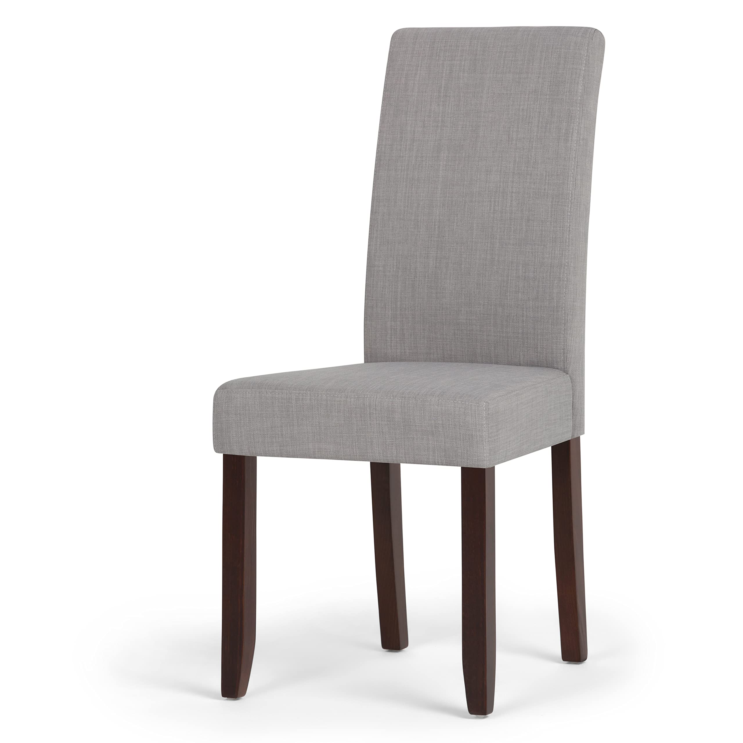 SIMPLIHOME Acadian Parson Dining Chairs Set of 2 - Solid Wood Frame, Linen-Look Upholstery in Dove Grey - Transitional Style Dining Room Chairs 22.4