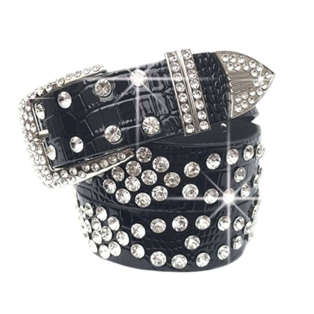 Women's Rhinestone Studded Leather Belt - Stylish Wide Waistband with Crystal Bling for Jeans & Dresses | Perfect for Casual Outfits, Parties & Special Occasions
