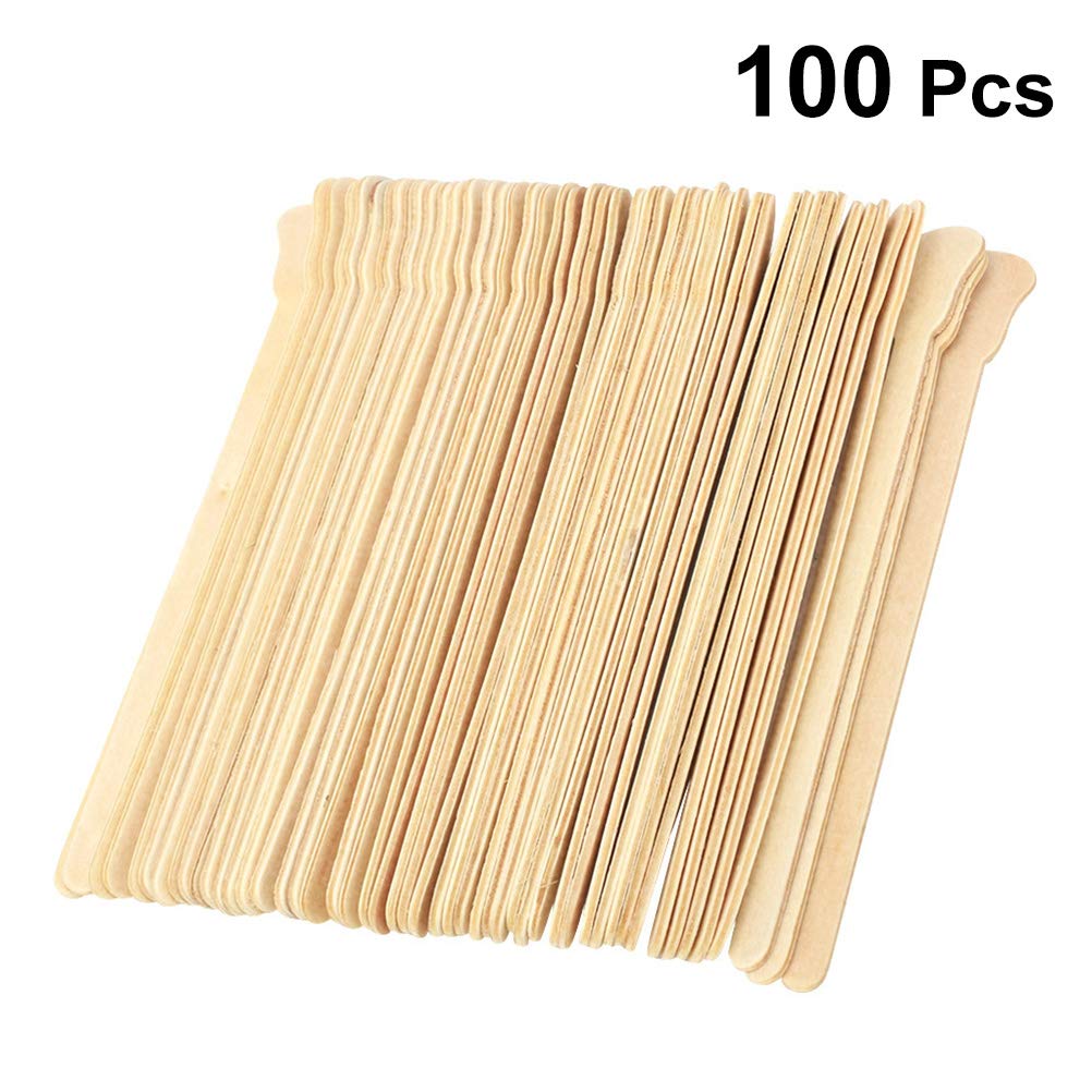 100Pcs Wooden Wax Sticks for Hair Removal - Wax Spatulas & Mixing Tools - Wax Scrapers for DIY Waxing, Painting & Woodworking - Perfect for Salons, Home Use & Crafts