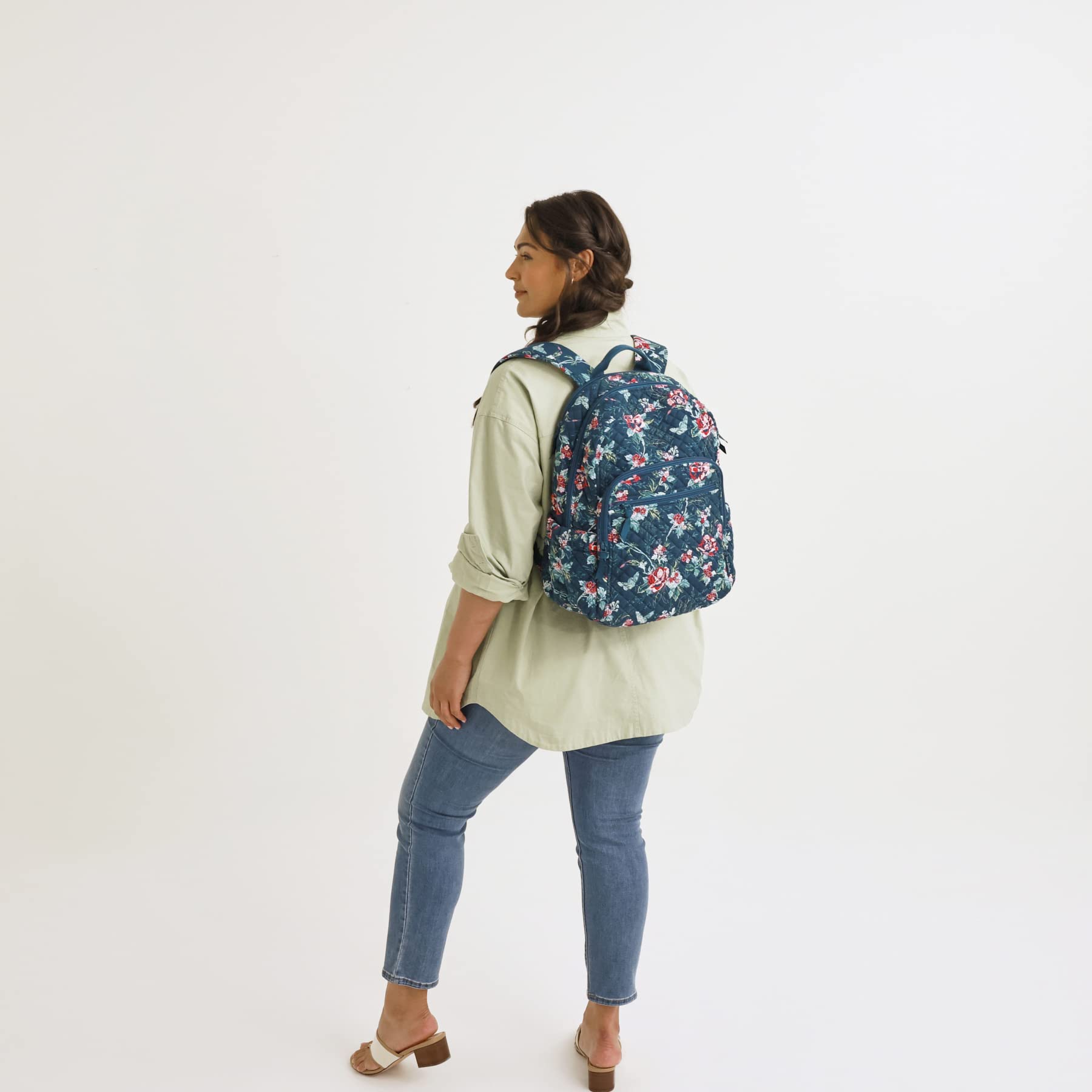 Vera Bradley Women's Denim Campus Backpack - Stylish Laptop Bookbag for College & Travel | Durable School Backpack for Students & Professionals