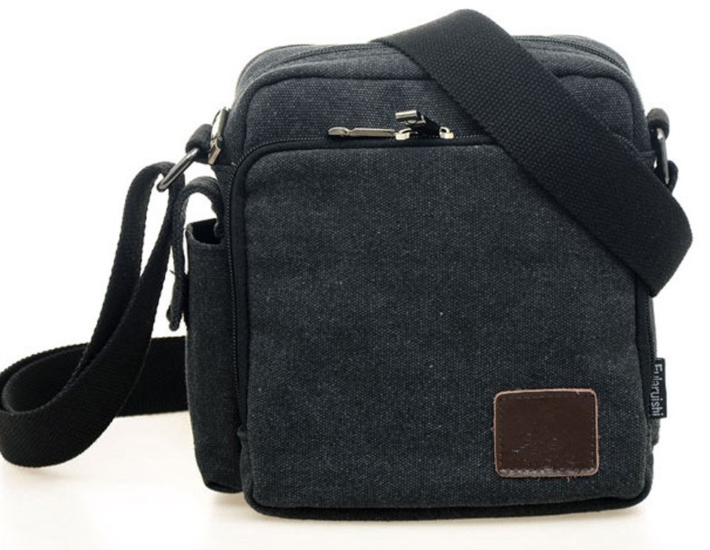Vintage Canvas Messenger Bag for Women & Men - Small Crossbody Shoulder Bag - Eco-Friendly Sports Bag - Perfect for Travel, Work & School
