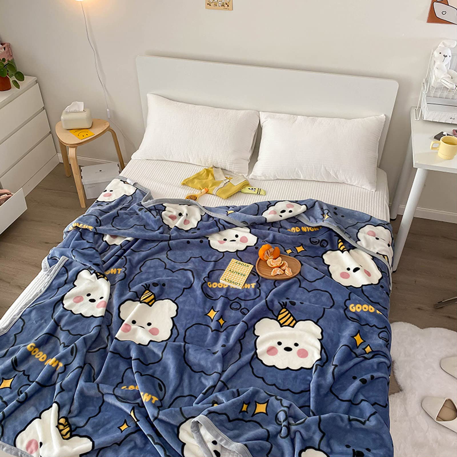 AIKES Flannel Fleece Throw Blanket - Ultra Soft Reversible Queen Size Blanket (78