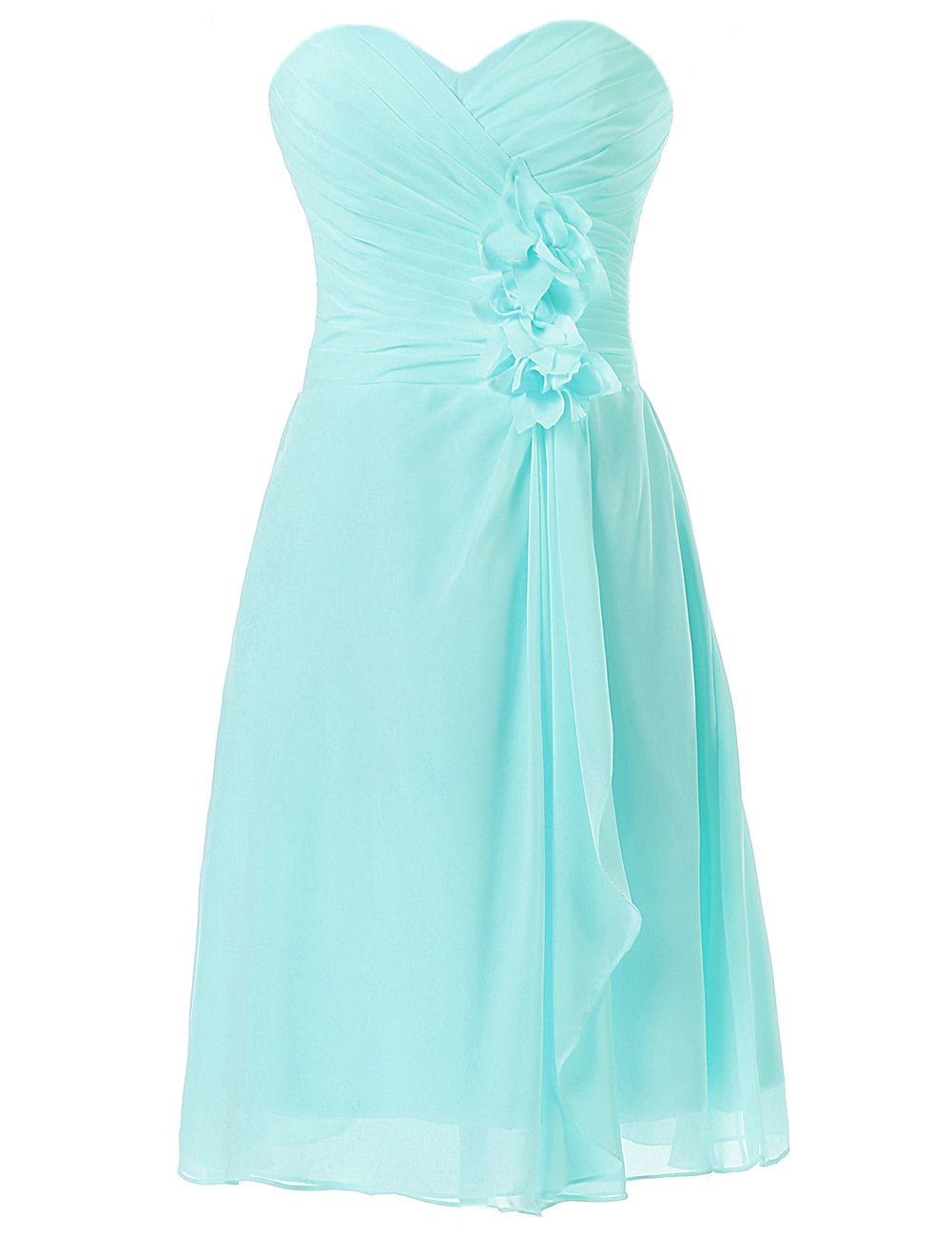 JAEDEN Short Chiffon Prom Dress for Bridesmaids - Strapless Sweetheart Formal Evening Gown for Weddings, Parties & Special Occasions
