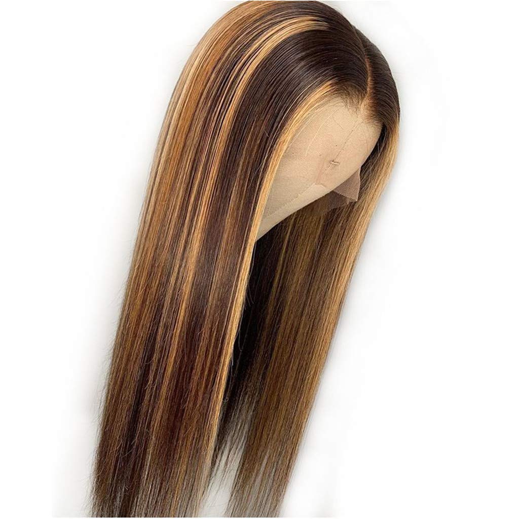 XRS Highlight Ombre Lace Front Wig 13x4 Human Hair - Honey Blonde 4/27, 150% Density, Pre-Plucked Hairline, Bleached Knots, 28 Inch | Natural Look for Daily Wear, Parties & Special Occasions