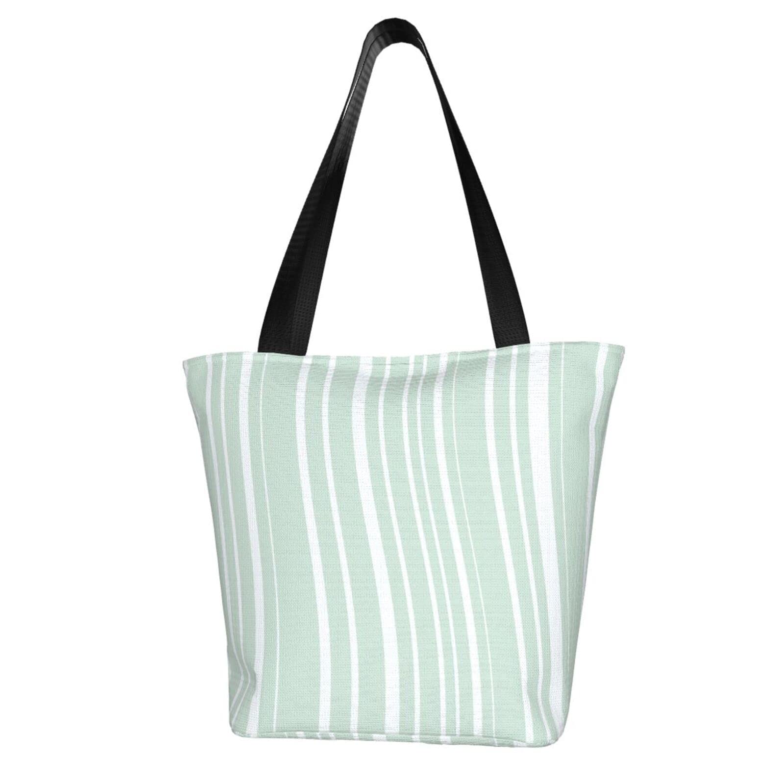 Stylish Zippered Linear Print Canvas Tote Bag - Durable Shoulder Bag for Women & Men, Perfect for Grocery Shopping, Laptop Carry, Work Commute & Travel Accessories | Water-Resistant & Spacious Design
