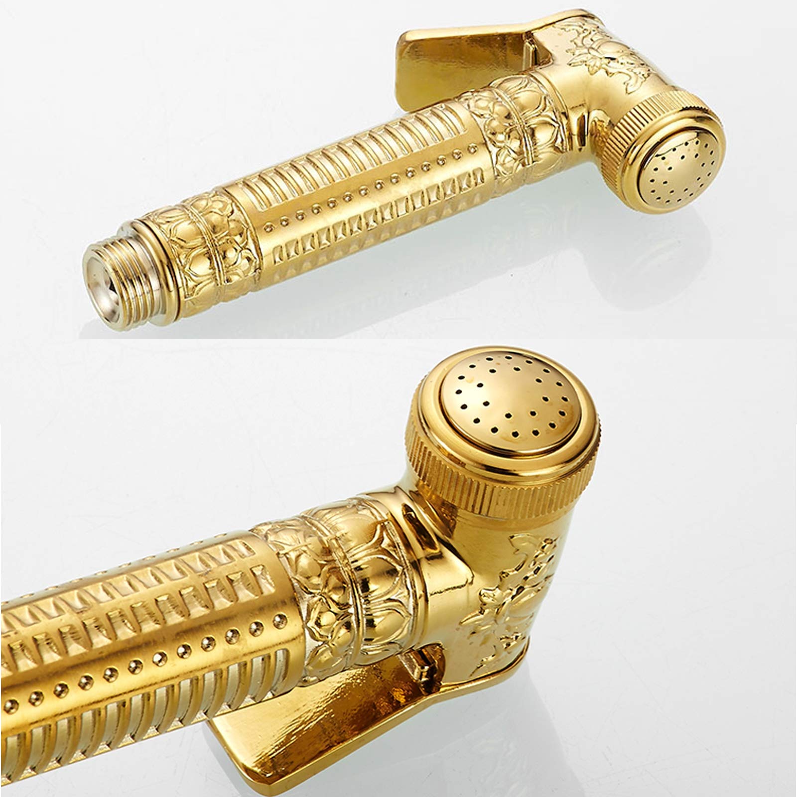 Gold Brass Bidet Sprayer Kit - Wall Mounted Handheld Toilet Bidet Spray with Shower Hose for Bathroom, Cold Water Cloth Diaper Washer & Pet Bath Accessories | Perfect for Hygienic Cleaning, Baby Care & Pet Grooming