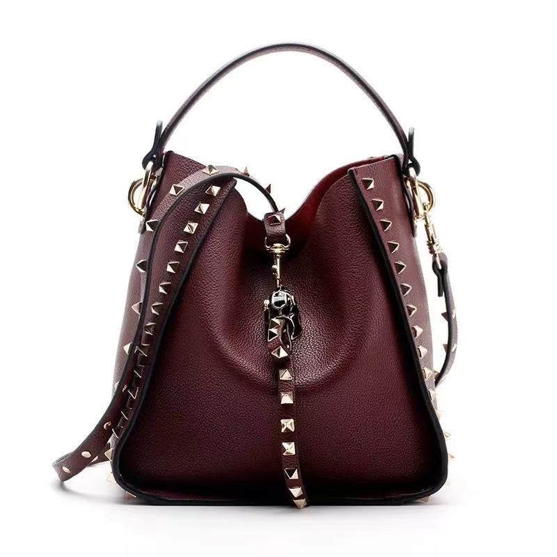 Stylish Studded Bucket Shoulder Bag for Women - Trendy Crossbody Purse with Metal Accents | Perfect for Casual Outings, Date Nights & Travel Accessories
