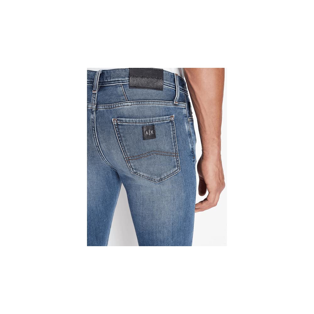 Armani Exchange Men's Super Skinny Stretch Denim Jeans - Slim Fit Stretchable Comfort Pants for Casual Wear & Night Out
