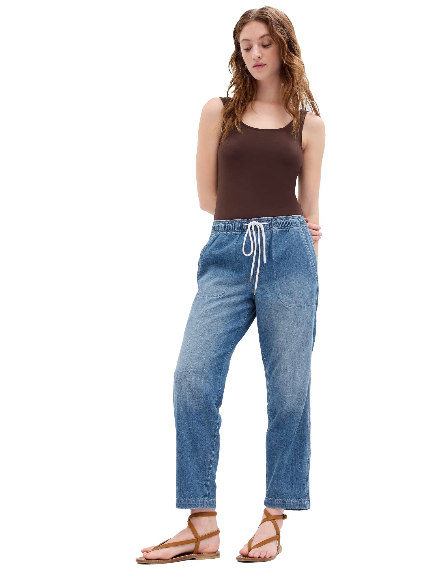 GAP Women's New Ease Jeans - High Waist Stretch Denim Pants for Everyday Comfort | Perfect for Work, Casual Outings & Weekend Wear