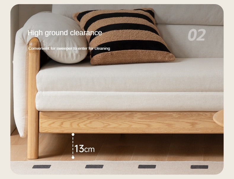 Solid Oak Wood Convertible Sofa Bed - Retractable Design for Sitting & Sleeping | Perfect for Small Spaces, Guest Rooms & Apartments