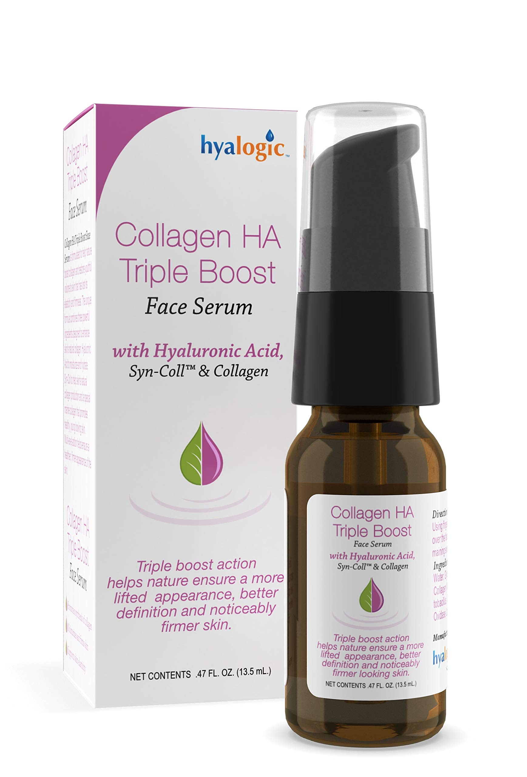 Hyalogic HA Collagen Serum - Anti-Aging Peptide Face Serum for Youthful Skin, Firmness & Elasticity Boost - Fragrance Free, Paraben Free Marine Collagen Treatment (0.47 Fl Oz) - Perfect for Daily Skincare Routine & Nighttime Hydration