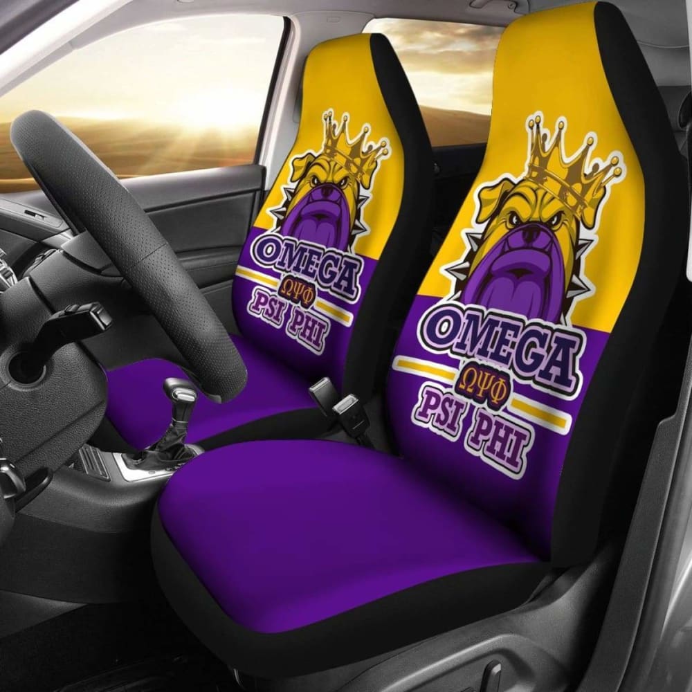 African Omega Psi Phi Fraternity Bulldog Style Car Seat Covers 105905 - Premium Custom Fit for Cars, Trucks & SUVs - Perfect for Fraternity Events, Road Trips & Greek Life Enthusiasts