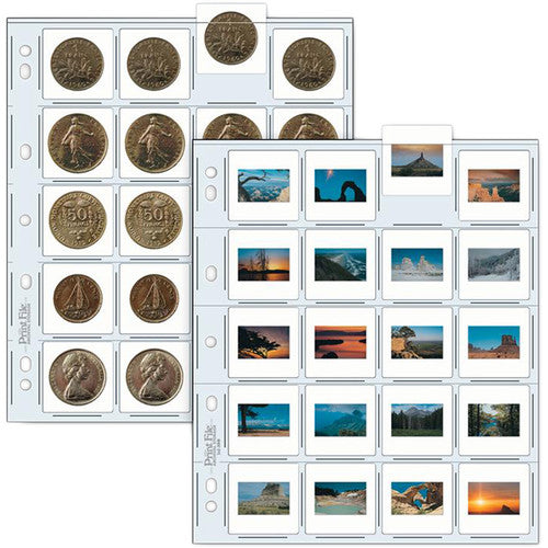 Archival Storage Pages for 35mm Slides (2x2) - 20 Slide Capacity, Top Loading, 10 Mil Extra Heavyweight Clear Back - Perfect for Photo Albums, Binders & Hangers - Pack of 25