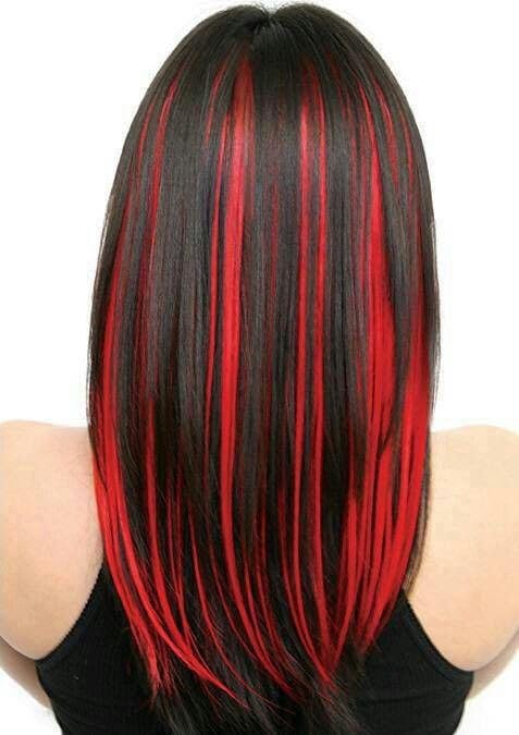 Delightful Wears 19-Inch Streak Hair Colored Extensions & Highlighters for Women & Girls - Set of 2 (Red) | Clip-In Hair Extensions for Party, Cosplay & Daily Styling