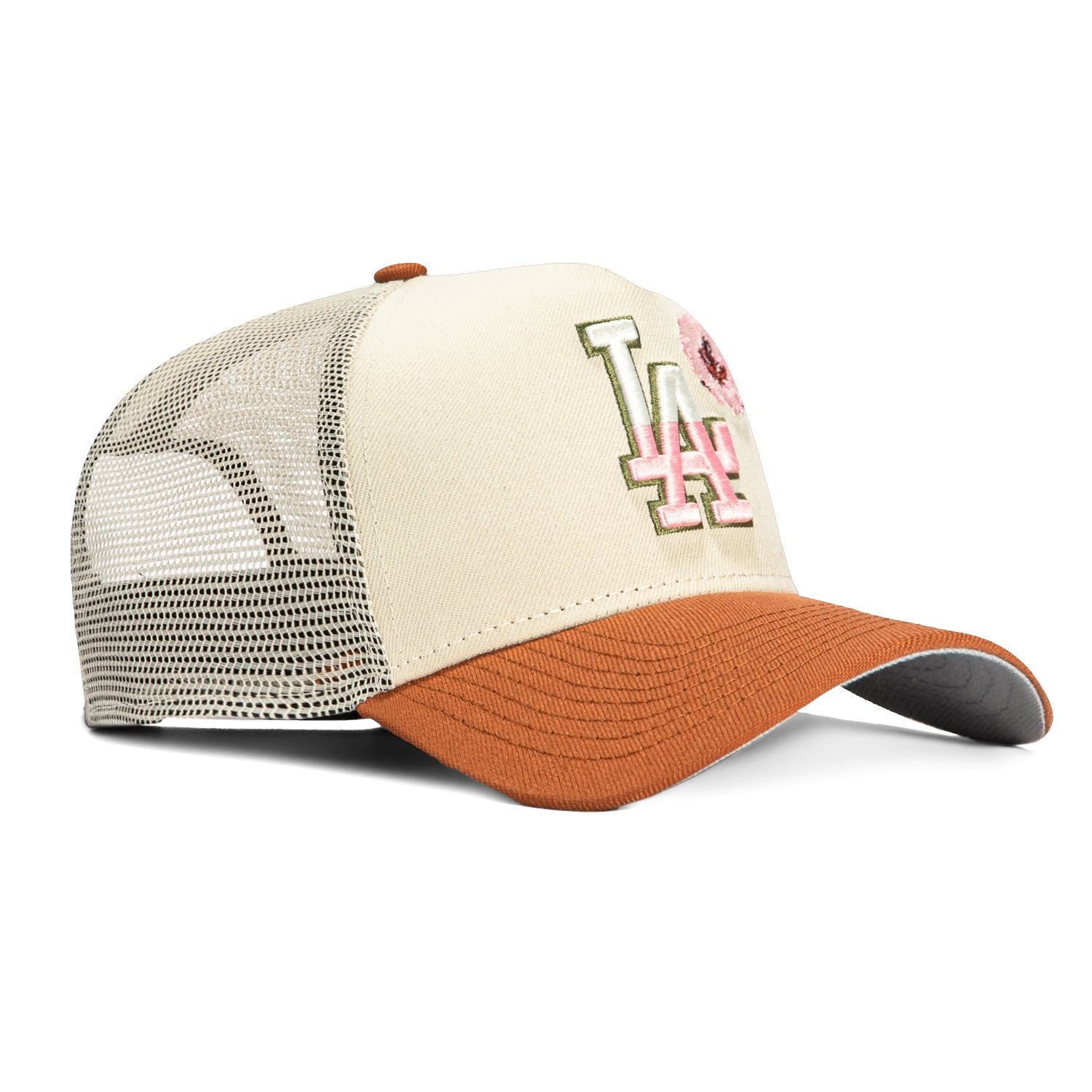 New Era 9Forty A-Frame Los Angeles Dodgers Snapback Trucker Hat - Adjustable Baseball Cap for Men & Women - Stone Brown Color - Perfect for Sports Fans, Casual Wear & Dodger Games